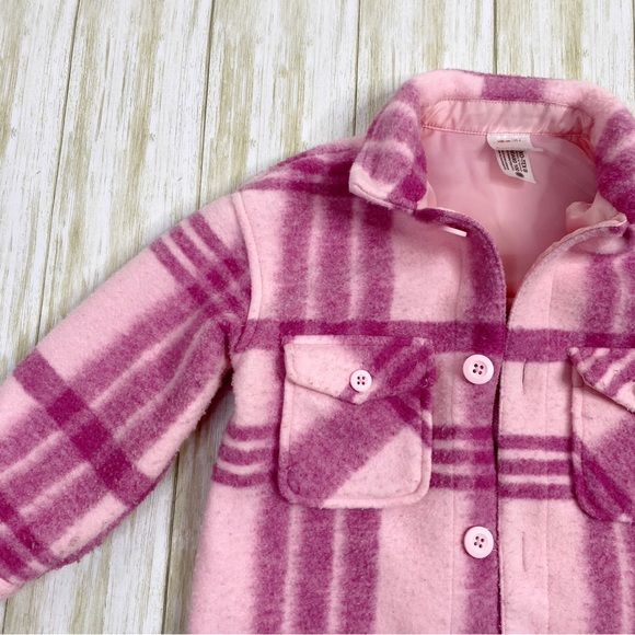 Hanna Andersson Pink Plaid Faux Wool Felt Shirt Jacket Shacket - Picture 2 of 8